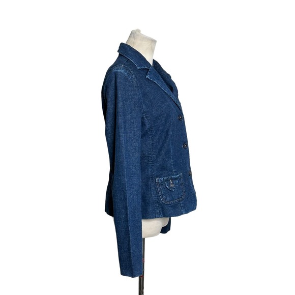 Louie blue denim 2 button Y2K casual blazer jacket size 10 - Picture 6 of 8